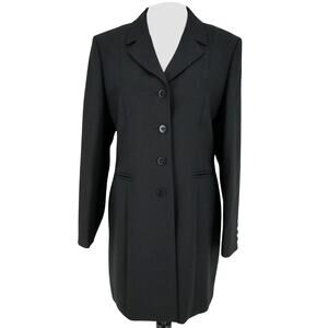 St Michael Marks & Spencer Jacket Womens 12 Wool Black Long Blazer Lined Career
